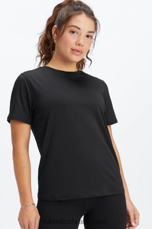 Fabletics preto 420HR1977 phoenix lite blusa de manga curta mulheres