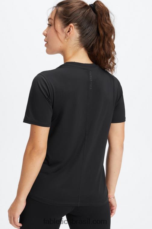 Fabletics preto 420HR1977 phoenix lite blusa de manga curta mulheres