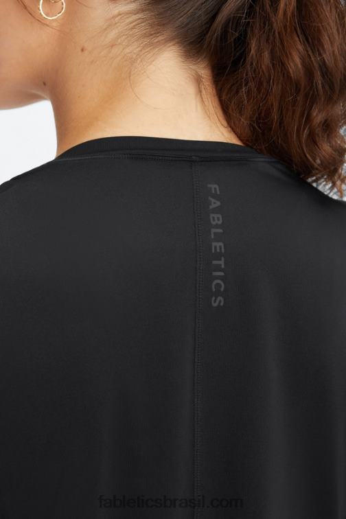 Fabletics preto 420HR1977 phoenix lite blusa de manga curta mulheres