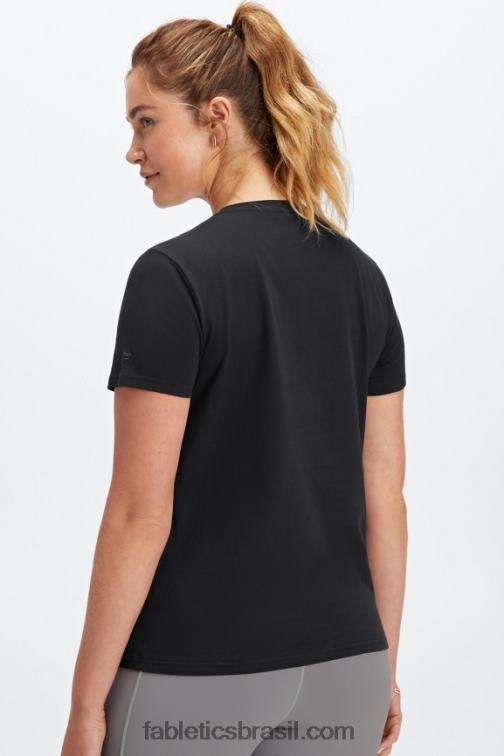 Fabletics preto 420HR1998 T-shirt em jersey 100% algodão mulheres