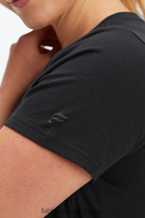 Fabletics preto 420HR1998 T-shirt em jersey 100% algodão mulheres