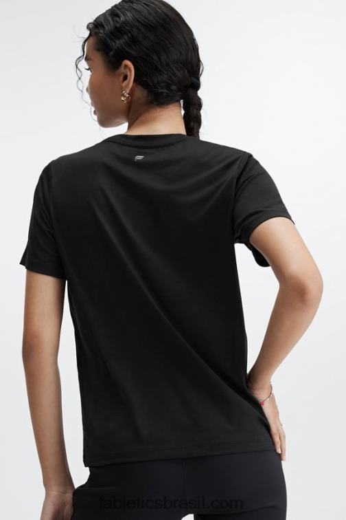 Fabletics preto 420HR2013 tee flexível seco mulheres