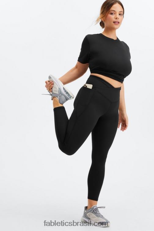 Fabletics preto 420HR2013 tee flexível seco mulheres