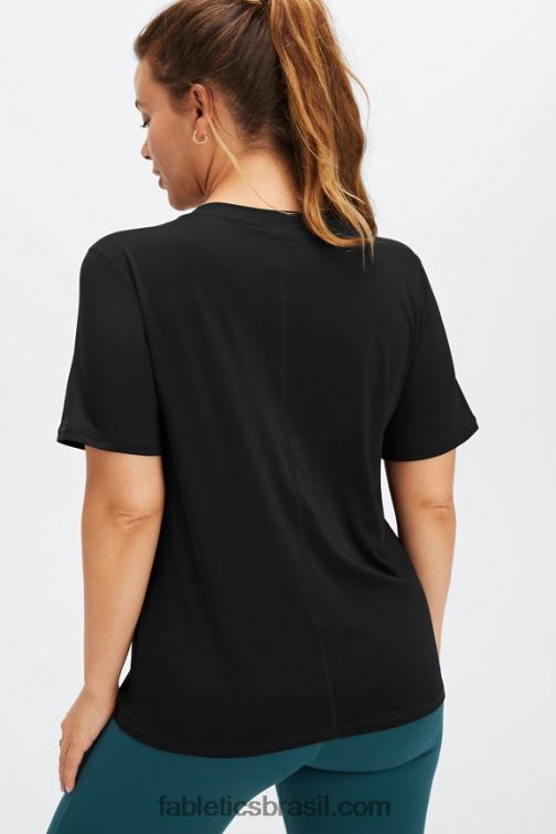 Fabletics preto 420HR2027 phoenix lite blusa de manga curta mulheres