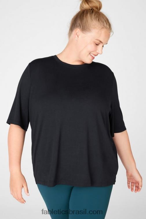 Fabletics preto 420HR2045 camiseta longa dry-flex mulheres