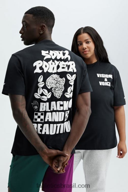 Fabletics preto 420HR2075 camiseta unissex africobra mulheres