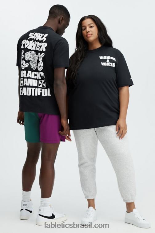 Fabletics preto 420HR2075 camiseta unissex africobra mulheres