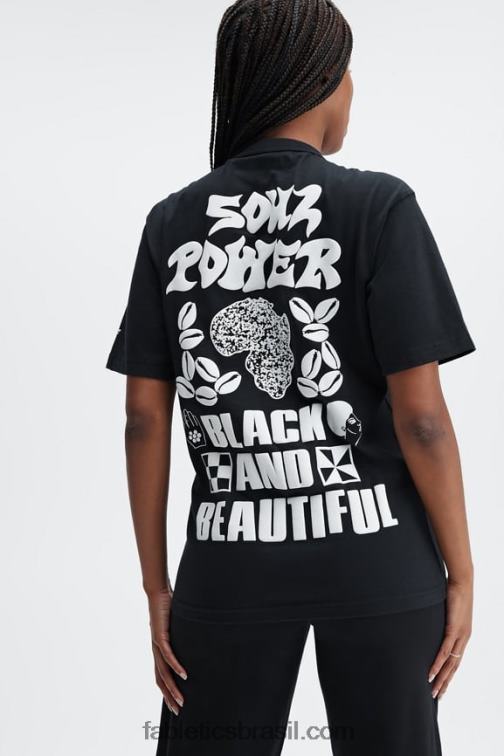 Fabletics preto 420HR2075 camiseta unissex africobra mulheres
