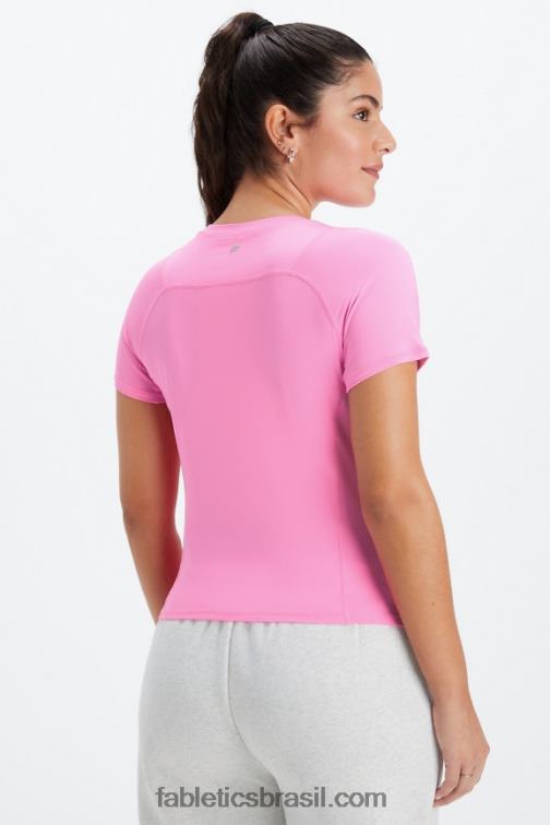 Fabletics rosa elétrica 420HR1990 phoenix lite blusa de manga curta mulheres