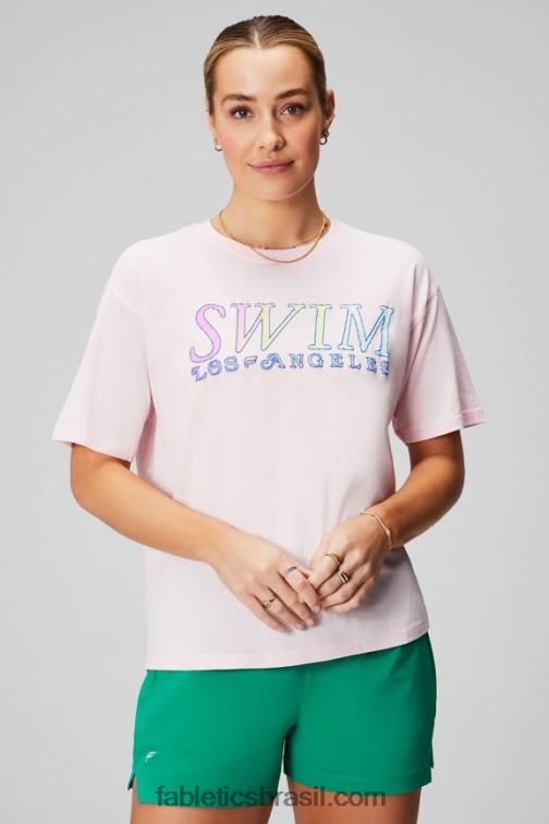 Fabletics rosa suave/gráfico 420HR1962 camiseta vintage manga curta mulheres
