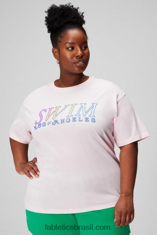 Fabletics rosa suave/gráfico 420HR1963 camiseta vintage manga curta mulheres