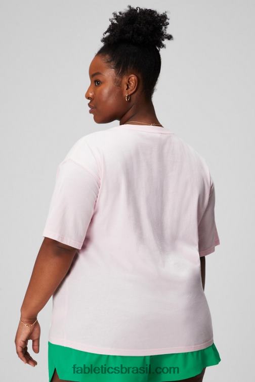 Fabletics rosa suave/gráfico 420HR1963 camiseta vintage manga curta mulheres