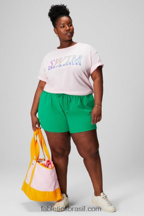Fabletics rosa suave/gráfico 420HR1963 camiseta vintage manga curta mulheres