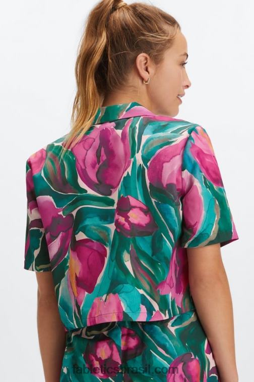 Fabletics tulipas pintadas 420HR2033 botão de dormir para baixo mulheres