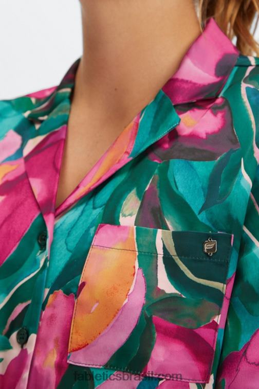 Fabletics tulipas pintadas 420HR2033 botão de dormir para baixo mulheres