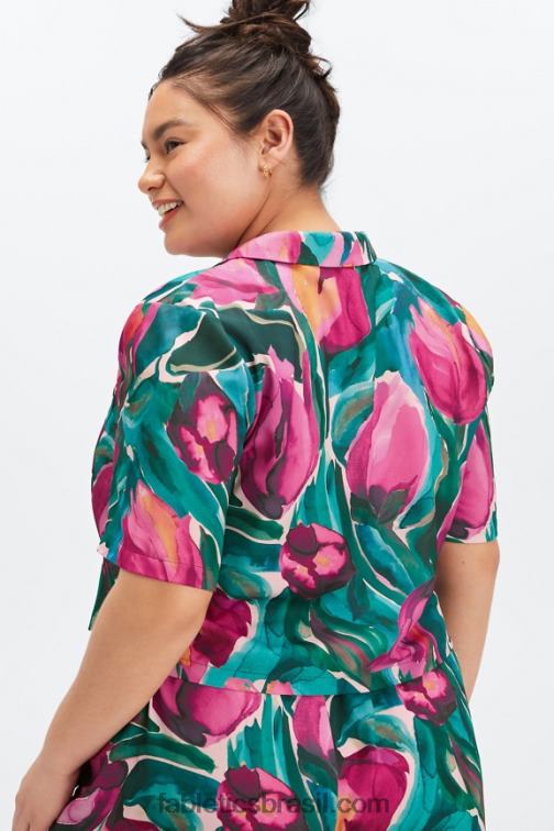 Fabletics tulipas pintadas 420HR2034 botão de dormir para baixo mulheres