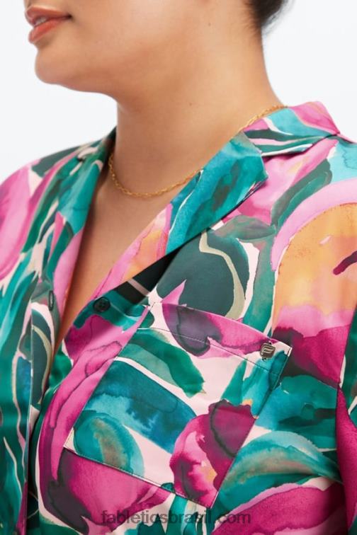 Fabletics tulipas pintadas 420HR2034 botão de dormir para baixo mulheres