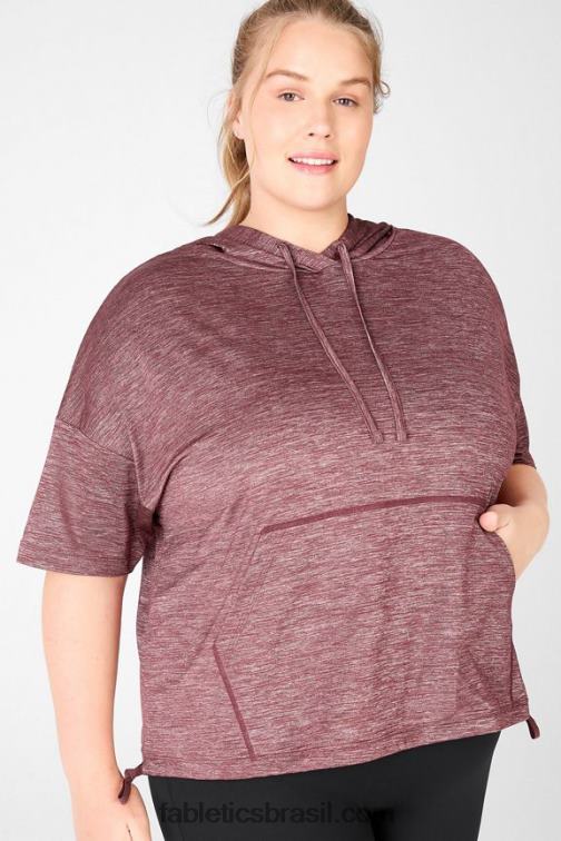 Fabletics urze ferrugem 420HR2111 bea moletom manga curta mulheres