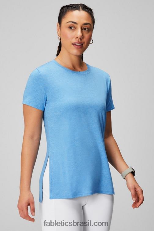 Fabletics urze flor azul 420HR1971 túnica manga curta dry-flex mulheres
