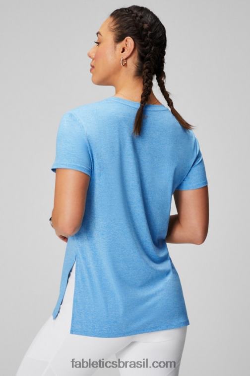 Fabletics urze flor azul 420HR1971 túnica manga curta dry-flex mulheres