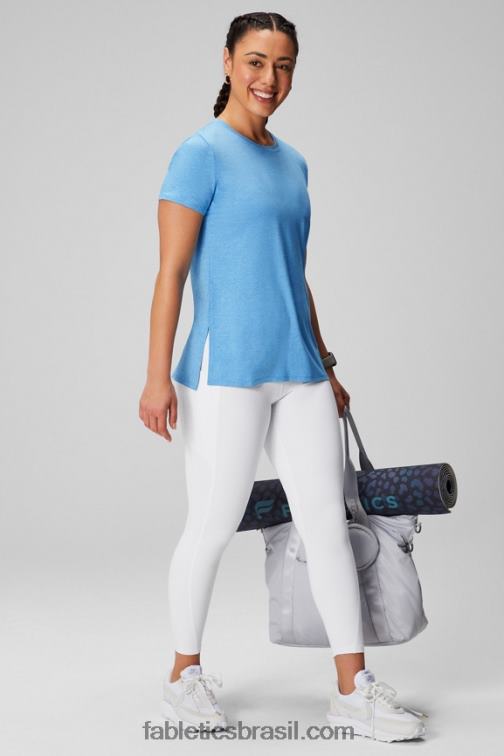 Fabletics urze flor azul 420HR1971 túnica manga curta dry-flex mulheres