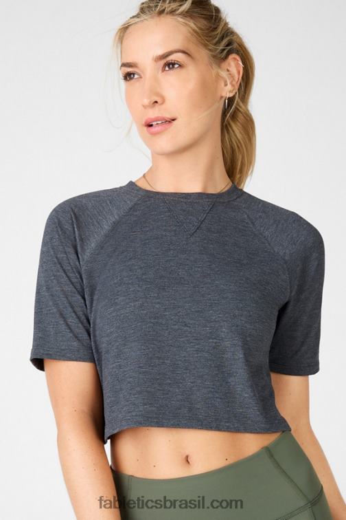 Fabletics urze preta 420HR2105 camiseta raglan manga curta loveday mulheres
