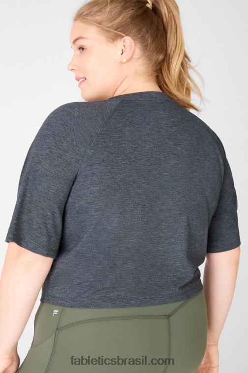 Fabletics urze preta 420HR2106 camiseta raglan manga curta loveday mulheres