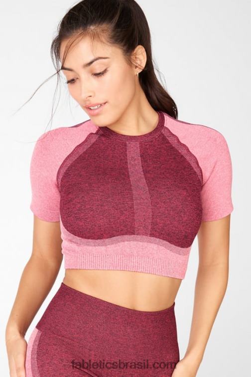 Fabletics urze rosa multi 420HR2098 helena top cropped sem costura mulheres
