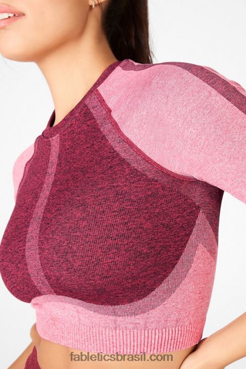 Fabletics urze rosa multi 420HR2098 helena top cropped sem costura mulheres