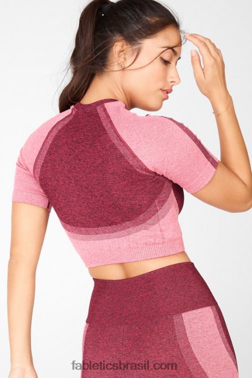 Fabletics urze rosa multi 420HR2098 helena top cropped sem costura mulheres