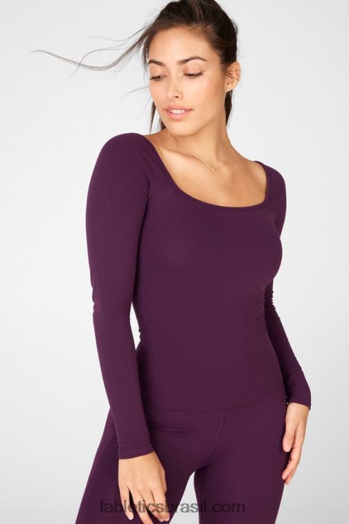 Fabletics ameixa perfeita 420HR2684 top mangas compridas de malha emilia sculpt ii mulheres
