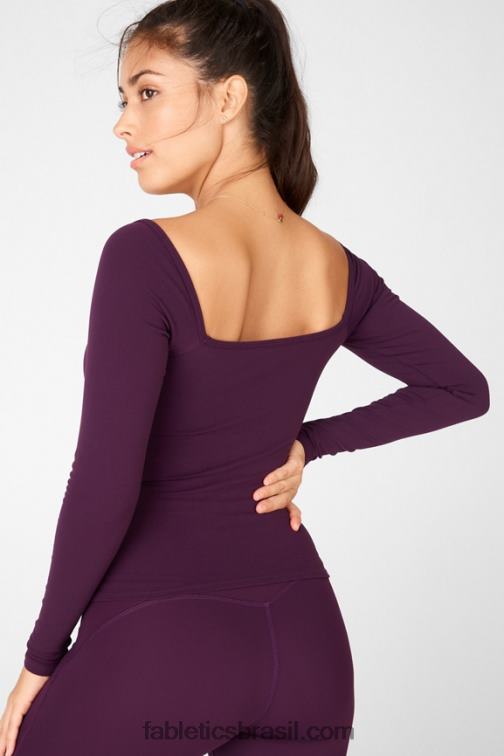 Fabletics ameixa perfeita 420HR2684 top mangas compridas de malha emilia sculpt ii mulheres
