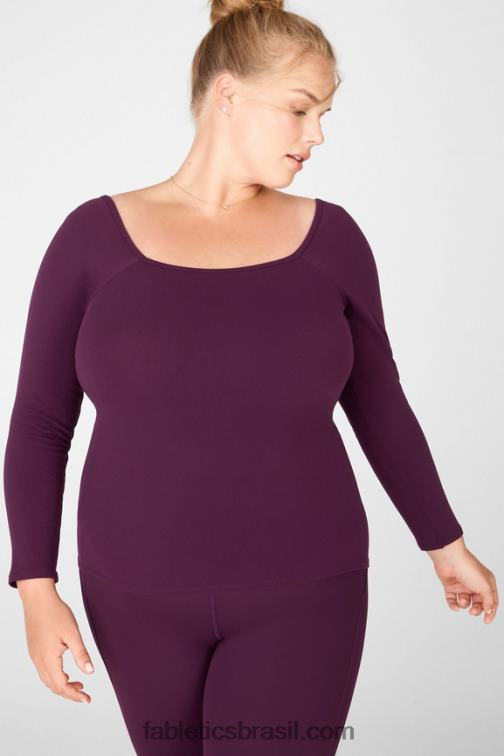 Fabletics ameixa perfeita 420HR2685 top mangas compridas de malha emilia sculpt ii mulheres