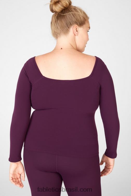 Fabletics ameixa perfeita 420HR2685 top mangas compridas de malha emilia sculpt ii mulheres