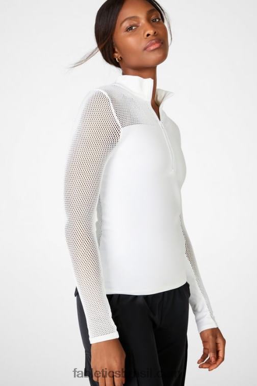 Fabletics branco 420HR2719 arleta esculpida blusa manga longa em malha mulheres