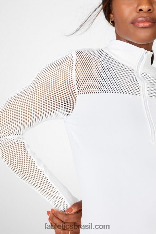 Fabletics branco 420HR2719 arleta esculpida blusa manga longa em malha mulheres