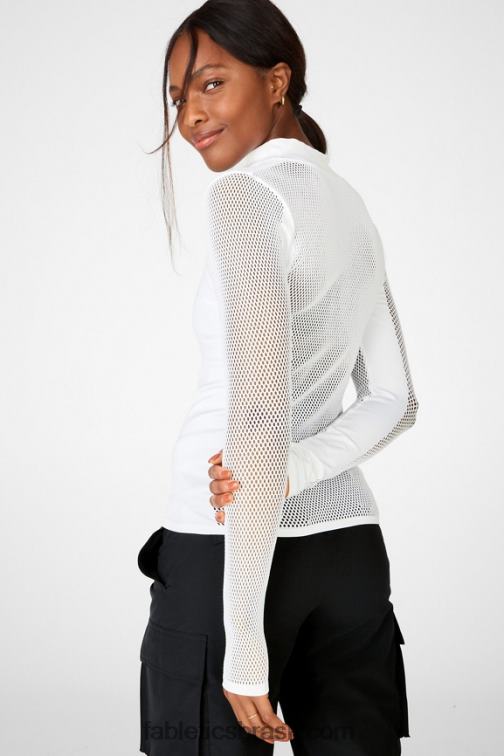 Fabletics branco 420HR2719 arleta esculpida blusa manga longa em malha mulheres