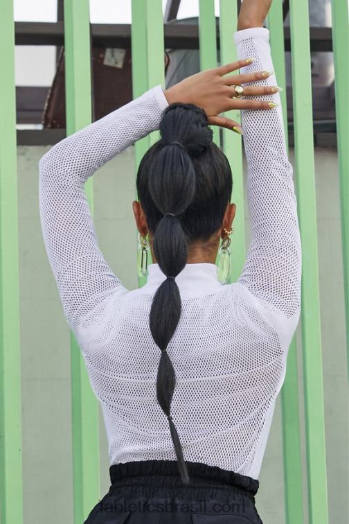 Fabletics branco 420HR2720 arleta esculpida blusa manga longa em malha mulheres