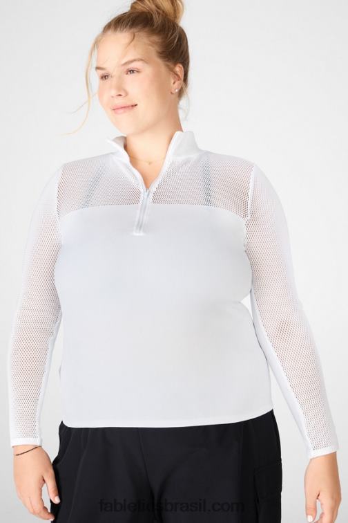 Fabletics branco 420HR2720 arleta esculpida blusa manga longa em malha mulheres
