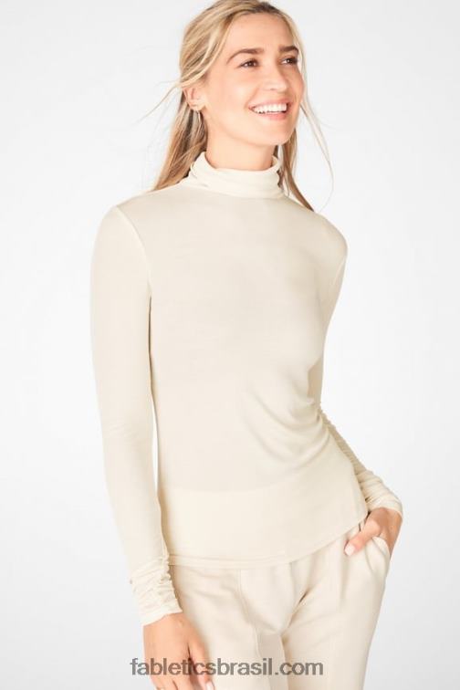 Fabletics café com leite 420HR2673 jess blusa manga longa gola alta mulheres