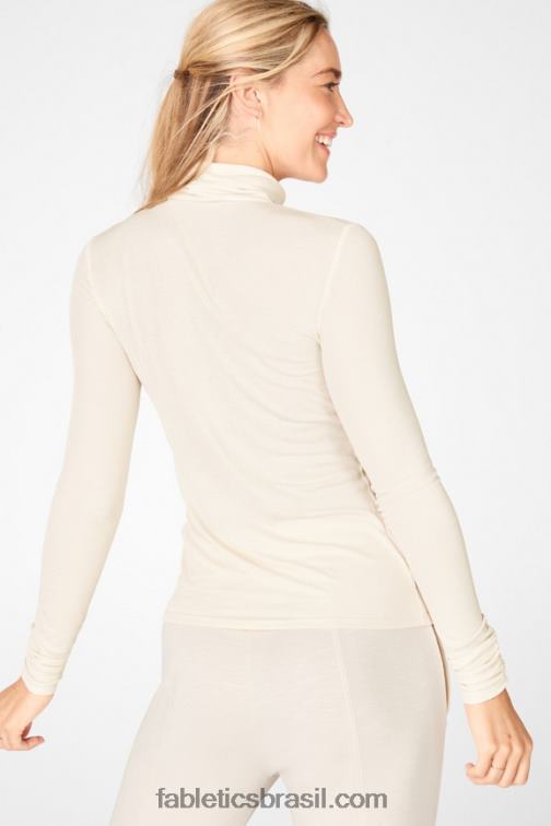 Fabletics café com leite 420HR2673 jess blusa manga longa gola alta mulheres