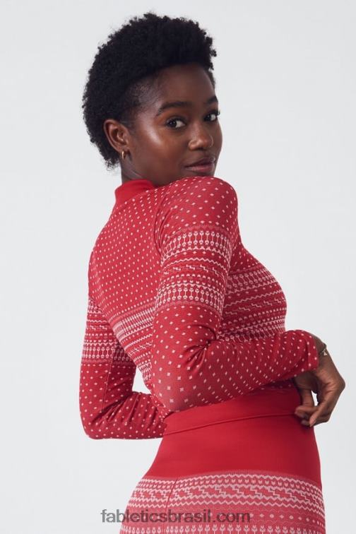 Fabletics cardeal/multi 420HR2624 top de manga comprida sem costura holly mulheres