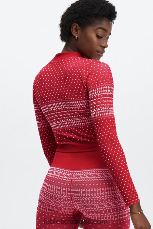 Fabletics cardeal/multi 420HR2624 top de manga comprida sem costura holly mulheres