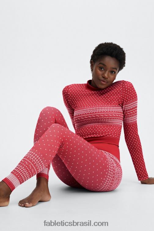 Fabletics cardeal/multi 420HR2624 top de manga comprida sem costura holly mulheres