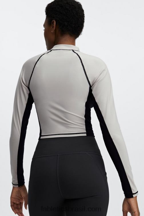 Fabletics cinza/preto 420HR2679 Giana Blusa manga longa com decote falso mulheres