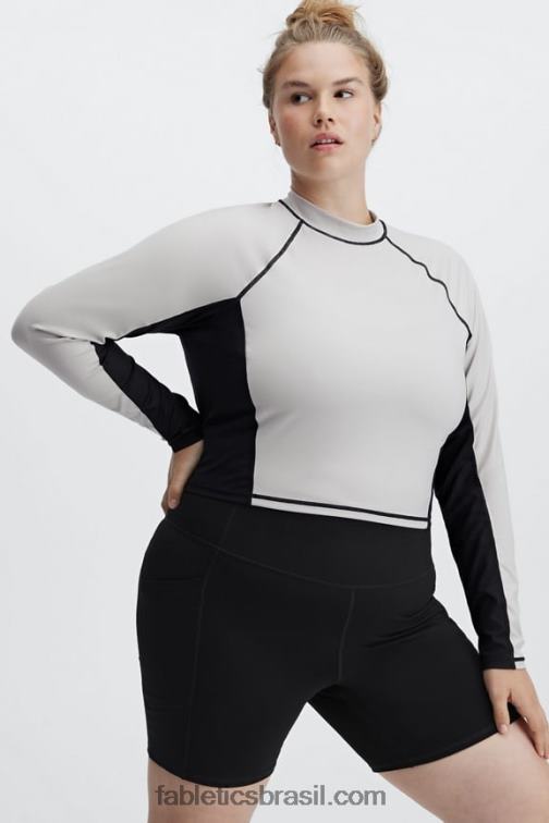 Fabletics cinza/preto 420HR2680 Giana Blusa manga longa com decote falso mulheres