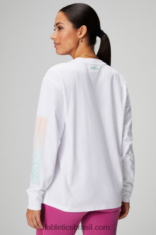 Fabletics esporte clássico branco/ombre 420HR2604 camiseta manga longa namorado mulheres