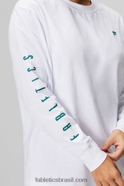Fabletics esporte clássico branco/ombre 420HR2604 camiseta manga longa namorado mulheres