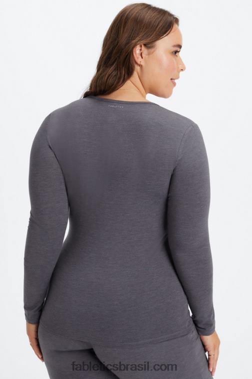 Fabletics estanho 420HR2638 camiseta manga longa restoreknit mulheres