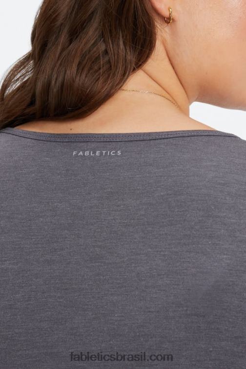 Fabletics estanho 420HR2638 camiseta manga longa restoreknit mulheres